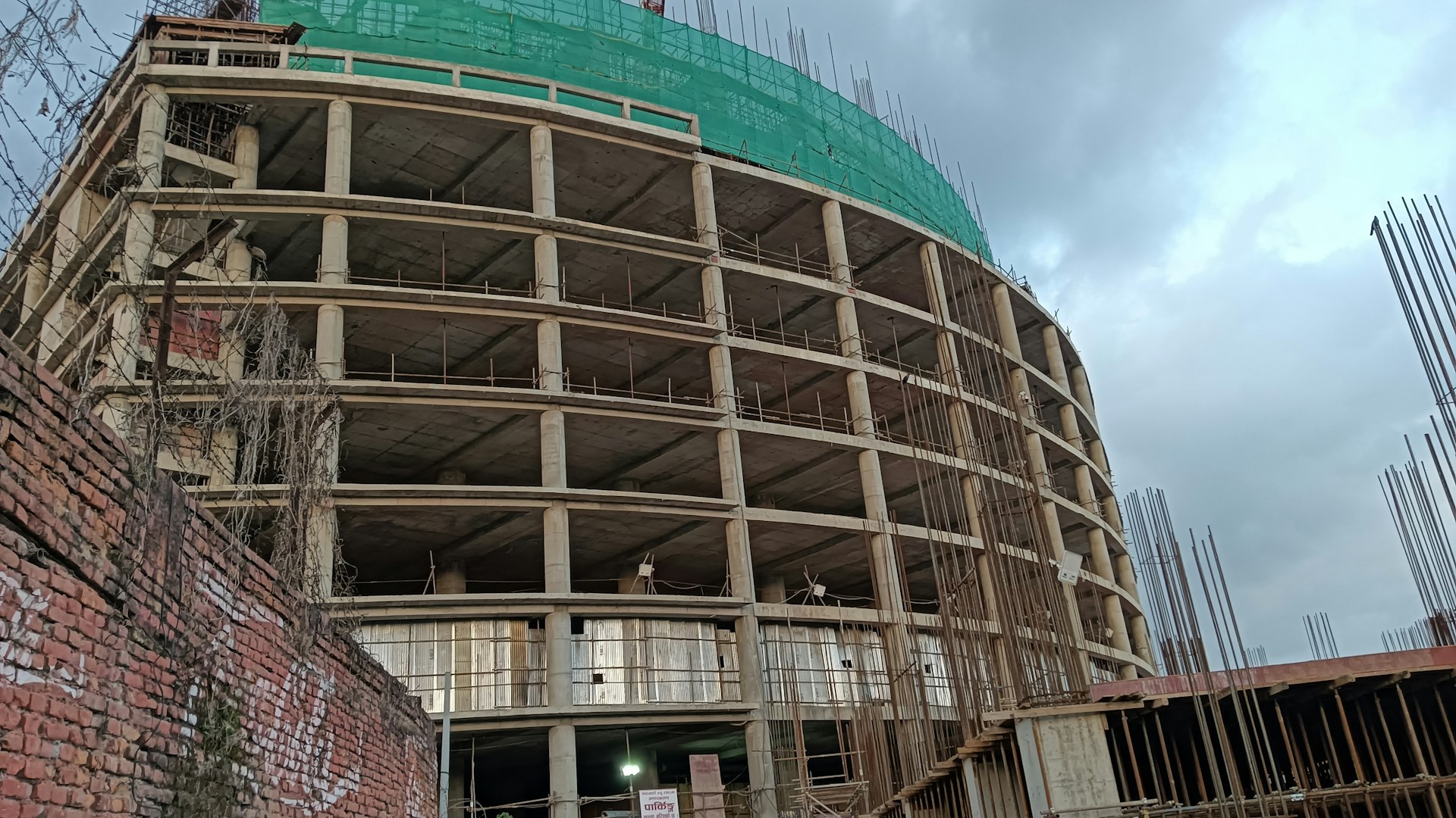 a building under construction with scaffolding around it